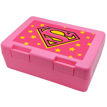 Superman Pink, Children's cookie container PINK 185x128x65mm (BPA free plastic)