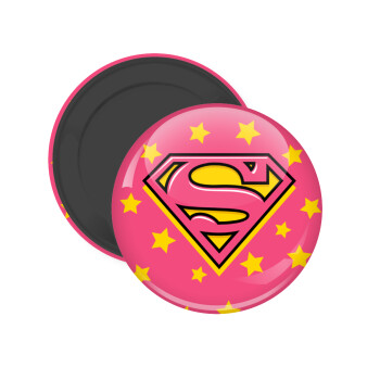 Superman Pink, Μαγνητάκι ψυγείου στρογγυλό διάστασης 5cm
