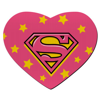 Superman Pink, Mousepad καρδιά 23x20cm