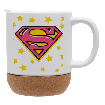 Superman Pink, Ceramic coffee mug Cork (MAT), 330ml (1pcs)