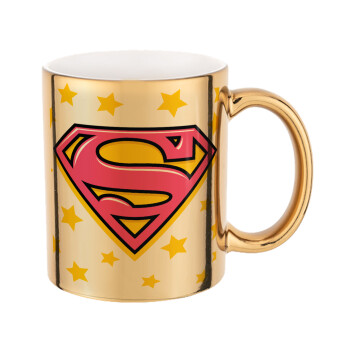 Superman Pink, Mug ceramic, gold mirror, 330ml