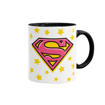 Superman Pink, Mug colored black, ceramic, 330ml