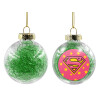 Transparent Christmas tree ball ornament with green filling 8cm