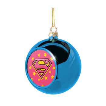 Superman Pink, Blue Christmas tree ball ornament 8cm