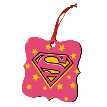 Superman Pink, Christmas ornament polygon wooden 7.5cm