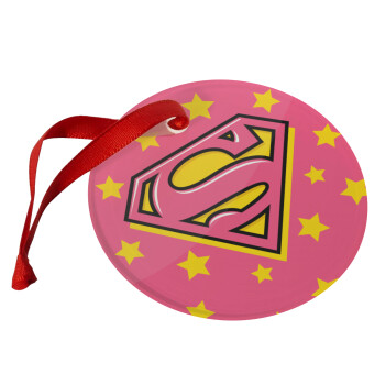 Superman Pink, Christmas ornament glass 9cm