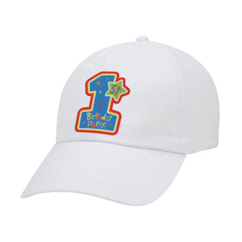 Happy 1st Birthday, Καπέλο Ενηλίκων Baseball Λευκό 5-φύλλο (POLYESTER, ΕΝΗΛΙΚΩΝ, UNISEX, ONE SIZE)