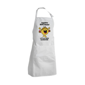 Happy Birthday miss sunshine, Adult Chef Apron (with sliders and 2 pockets)