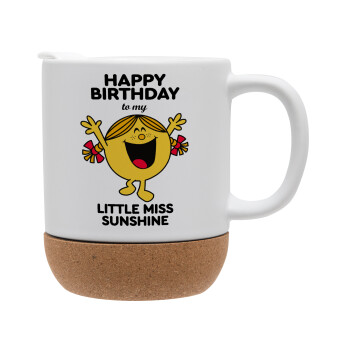 Happy Birthday miss sunshine, Ceramic coffee mug Cork (MAT), 330ml (1pcs)