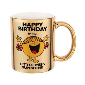 Happy Birthday miss sunshine, Mug ceramic, gold mirror, 330ml