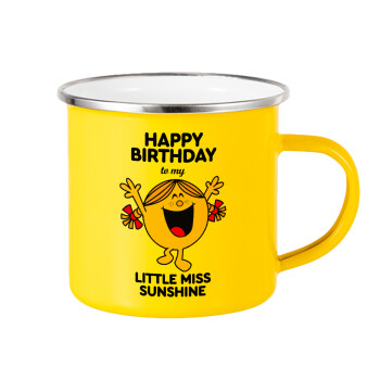 Happy Birthday miss sunshine, Yellow Enamel Metallic Cup 360ml