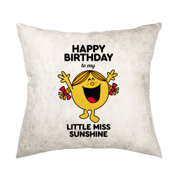 Happy Birthday miss sunshine, Μαξιλάρι καναπέ Δερματίνη Γκρι 40x40cm με γέμισμα