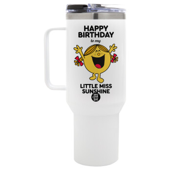 Happy Birthday miss sunshine, Mega Stainless steel Tumbler with lid, double wall 1,2L