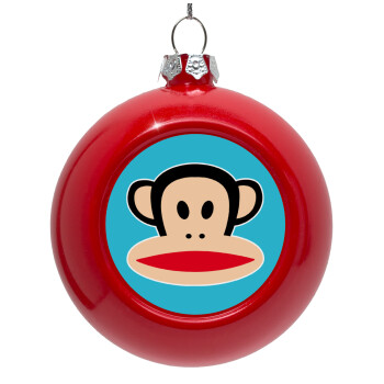 Monkey, Red Christmas tree ornament bauble 8cm