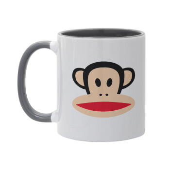 Monkey, Κούπα χρωματιστή γκρι, κεραμική, 330ml