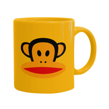 Monkey, Ceramic coffee mug yellow, 330ml (1pcs)