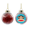 Transparent Christmas tree ball ornament with red filling 8cm