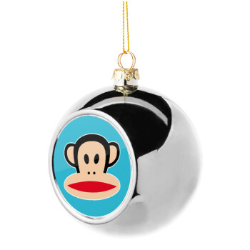 Monkey, Silver 8cm Christmas tree ball ornament