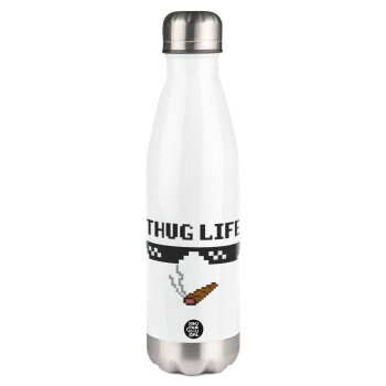 thug life, Metal mug thermos White (Stainless steel), double wall, 500ml