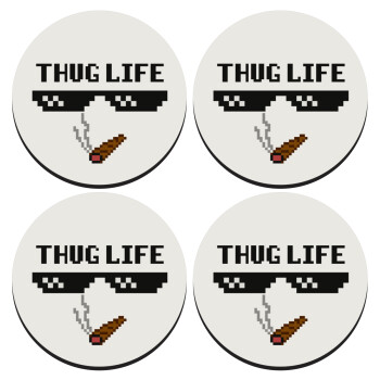 thug life, SET of 4 round wooden coasters (9cm)