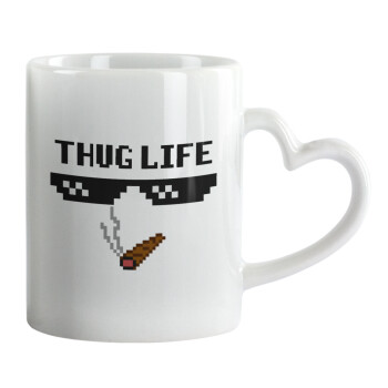 thug life, Mug heart handle, ceramic, 330ml