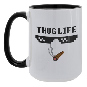 thug life, Κούπα Mega 15oz, κεραμική Μαύρη, 450ml