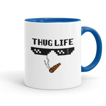 thug life, Κούπα χρωματιστή μπλε, κεραμική, 330ml