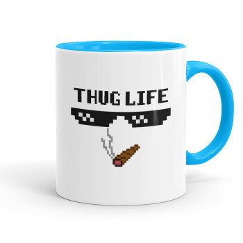 thug life, Mug colored light blue, ceramic, 330ml