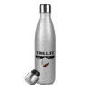 Metallic Glitter Silver Thermos Flask (Stainless steel), double-walled, 500ml