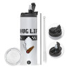 Travel Tumbler 2 Lids, with metal straw & cleaning brush (Stainless steel 304 Food grade, BPA free, 600ml)