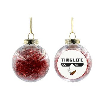 thug life, Transparent Christmas tree ball ornament with red filling 8cm