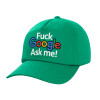 Adult Baseball Cap, 100% Cotton, Green (COTTON, ADULT, UNISEX, ONE SIZE)