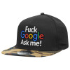 Adult Flat Snapback Hat Black/Camouflage, (100% COTTON TWILL, ADULT, UNISEX, ONE SIZE)