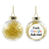 Transparent Christmas tree ball ornament with gold filling 8cm