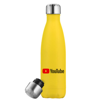 Youtube, Yellow Stainless Steel Metallic Thermos, double-walled, 500ml