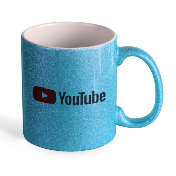 Youtube, Κούπα Σιέλ Glitter που γυαλίζει, κεραμική, 330ml