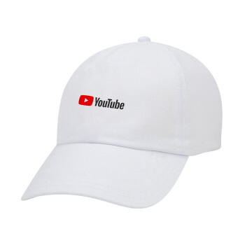 Youtube, Καπέλο Ενηλίκων Baseball Λευκό 5-φύλλο (POLYESTER, ΕΝΗΛΙΚΩΝ, UNISEX, ONE SIZE)