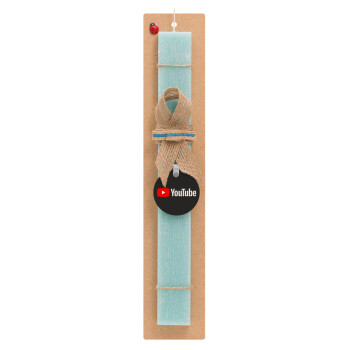 Youtube, Easter Set, wooden keychain & aromatic flat Easter candle (30cm) (TURQUOISE)