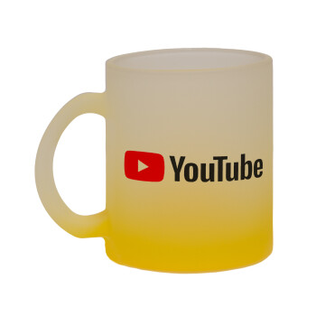 Youtube, Κούπα γυάλινη δίχρωμη με βάση το κίτρινο ματ, 330ml
