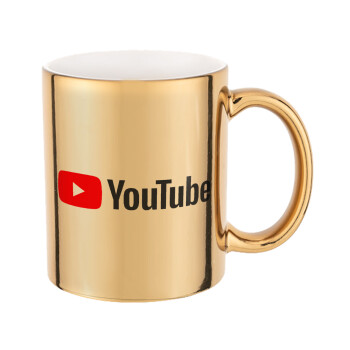 Youtube, Mug ceramic, gold mirror, 330ml
