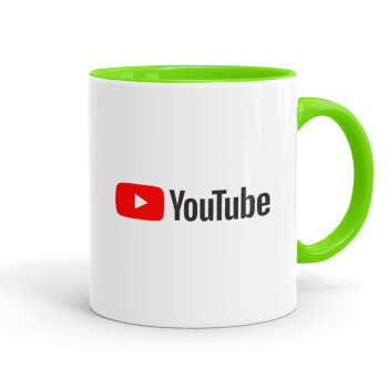 Youtube, Mug colored light green, ceramic, 330ml