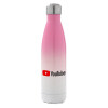 Metal mug thermos Pink/White (Stainless steel), double wall, 500ml