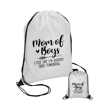 Mom of boys i feel like im already tired tomorrow, Pouch bag with black cords (1 piece)