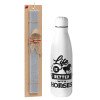 Easter Set, metallic Inox water bottle (700ml) & Easter scented flat candle (30cm) (GRAY)