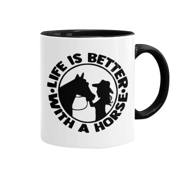 Life is Better with a Horse, Mug colored black, ceramic, 330ml