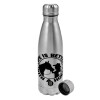 Metallic water bottle, stainless steel, 750ml