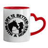 Mug heart red handle, ceramic, 330ml