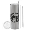 Eco friendly stainless steel Silver tumbler 600ml, with metal straw & cleaning brush