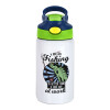 Children's hot water bottle, stainless steel, with safety straw, green, blue (350ml)