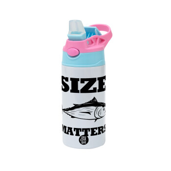 Size matters, Children's hot water bottle, stainless steel, with safety straw, Pink/BlueCiel (360ml) BPA FREE